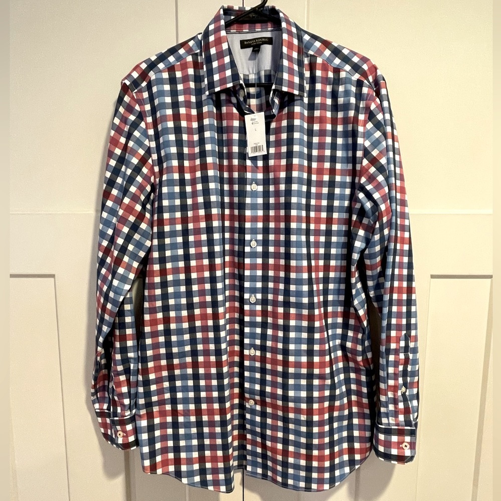 Mens Button Down Banana Republic Non Iron Dress Shirt Size Large
